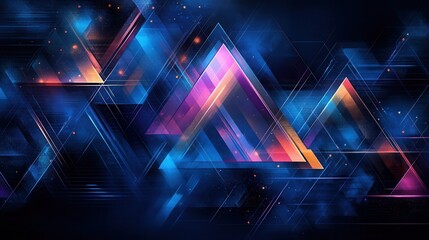 Fototapeta premium Abstract geometric shapes with vibrant colors and glowing lines