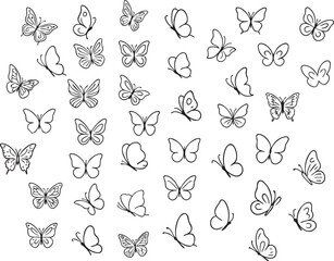 A set of seamless patterns with butterfly minimalist icon vector illustration	 