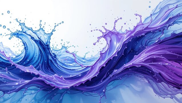 Abstract Wave Illustration in Vibrant Blue and Purple Tones Conveying Fluid Energy and Motion