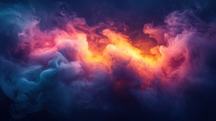 Fototapeta premium Vibrant, swirling smoke clouds in hues of orange, pink, and blue