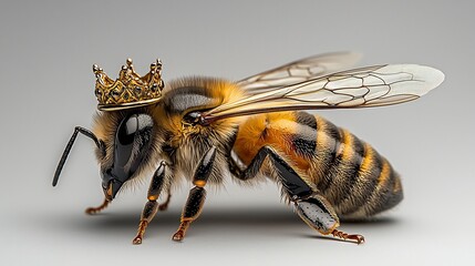 Honeybee wearing a golden crown