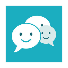 Smiling chat bubbles concept illustrating communication and positive customer service