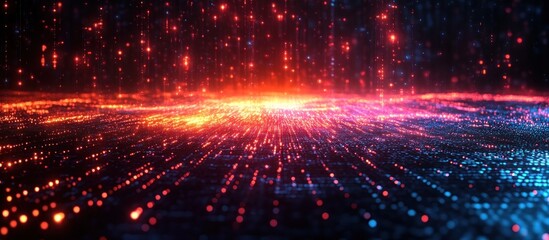 Fototapeta premium Abstract digital landscape with glowing particles (1)