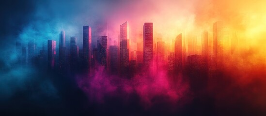 Fototapeta premium Neon city shrouded in colorful mist