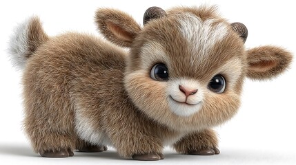 Fototapeta premium Adorable Baby Goat with 3D Render, and Cute Farm Animal.