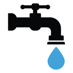 Water Faucet Icon. Water Faucet vector, Plumbing, Leak, Drip, Sink, Pipe vector icon. Water Faucet for graphic and web design. vector illustration.