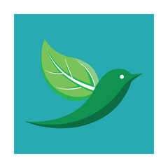 Fototapeta premium Green bird with leaf wing symbolizing nature environment and sustainability concepts