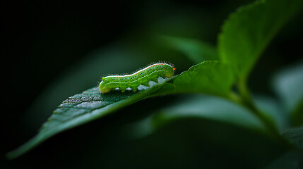 Green caterpillar on a paging