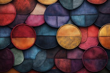 Colorful circular patches in vibrant hues