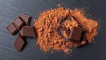Chocolate production process raw cocoa and dark chocolate culinary arts studio food photography delicious confectionery concepts