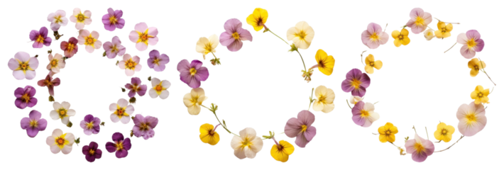PNG Colorful floral wreaths for decoration, element set on transparent background