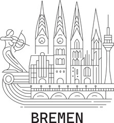 Bremen City Line Draw Simple Minimalist