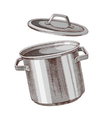 Empty pot with open lid vector illustration