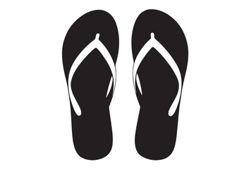 flip flop logo silhouette vector, sandal logo icon silhouette, flip flop logo clip art silhouette icon design vector illustration, black and white flip flops icon logo silhouette on white background 