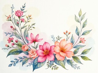 Watercolor floral arrangement, pastel hues, flowing leaves Gentle, artistic, dreamy scene , background, dreamy
