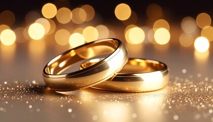 Wedding Rings with Glittering Background