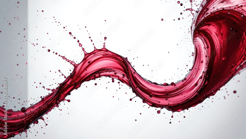 Wall mural dynamic flow of red liquid with splashing energy on a bright background