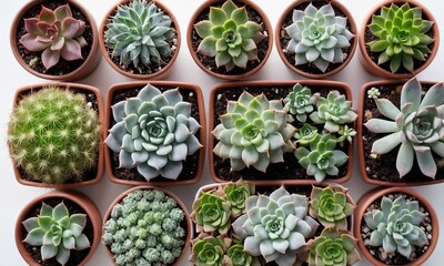 Collection of Succulents and Cactus in Terracotta Pots
