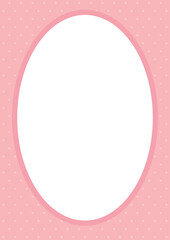 Blank Pastel Pink Polka Dot Oval Decorative Border Frame Background &ndash; Flat Design Illustration