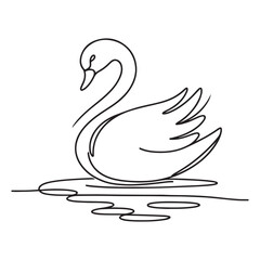 Elegant Swan Silhouette Line Art Vector Illustration for Graceful Designs