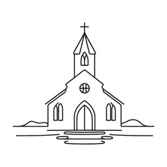 Quaint Church Silhouette Vector Illustration for Religious and Community Projects