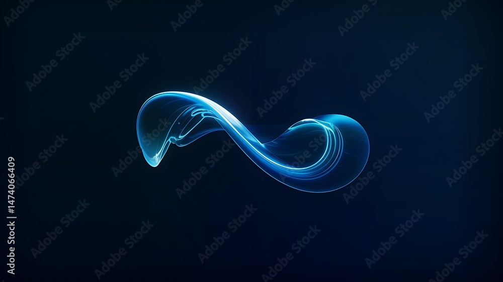 Poster abstract blue infinity shape on dark background digital art futuristic element smooth wavy lines tec