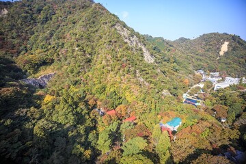 Rokko Arima Ropeway Over Lush Mountains, Osaka, Japan