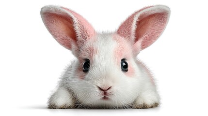 Fototapeta premium Adorable Pink Bunny Rabbit Kit with White Background.