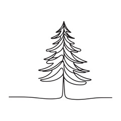 Evergreen Tree Illustration Minimalist Pine Tree Line Art Design
