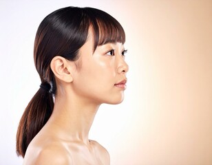 Young Asian Woman with Radiant Skin, Natural Beauty and Skincare Portrait
