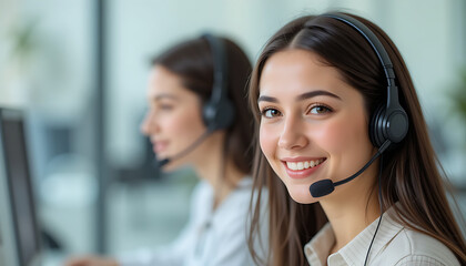 Smiling Customer Service Representatives Providing Excellent Support