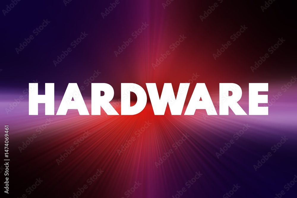 Poster hardware - physical components of the computer system, text concept background
