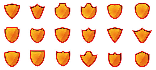 Set of blank superhero shield in a flat design. Vector illustration