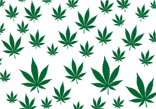 vector natural green cannabis marijuana weed leaf seamless pattern wallpaper background