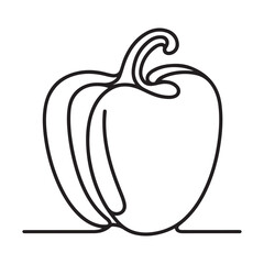 Simple Pepper Illustration With Line Art Vegetable Culinary Art Project