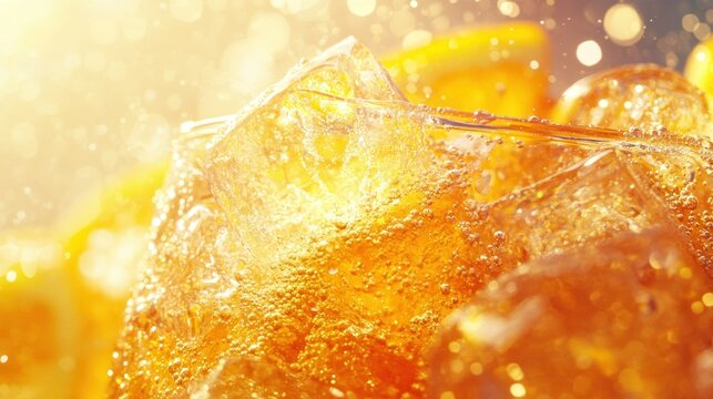 Sparkling Iced Tea with Ice Cubes