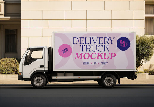 Delivery Truck Mockup for Vehicle Branding and Fleet Design
