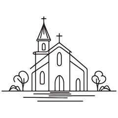 Minimalist Church Illustration for Peaceful Religious Building Vector Design