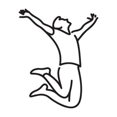 Silhouette of Joyful Person Leaping Celebratory Victory Vector Illustration