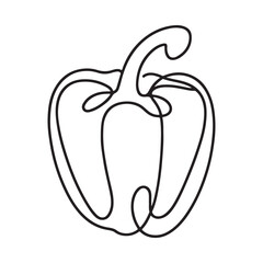 Bell Pepper Single Line Drawing Minimalist Vegetable Art Silhouette
