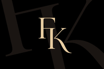 FK or KF letter logo icon design. Classic style luxury initials monogram.