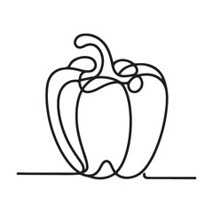 Single Line Drawing of Fresh Bell Pepper Illustration Design