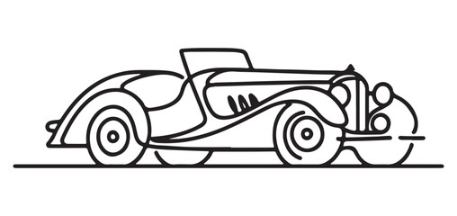 Elegant Automobile Silhouette Art Deco Era Roadster Vector Design