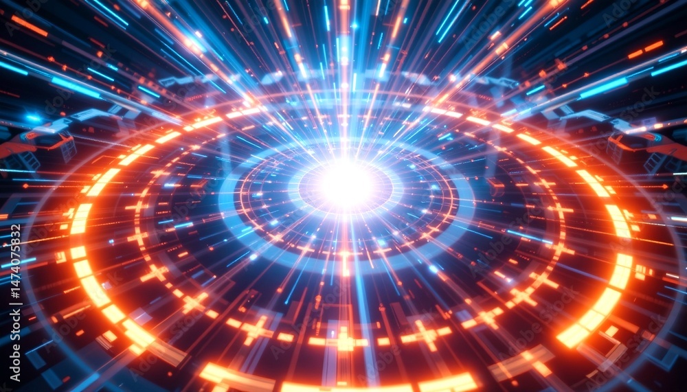 Poster futuristic glowing digital interface with lines and light effects. this captivating visual presents 