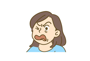 Woman Grimacing with One Eye Closed Illustration
