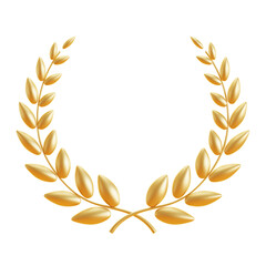 3D Golden Laurel Wreath for Award and Achievement