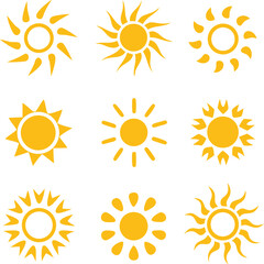Sun icons collection. Vector illustration