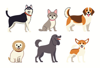 Fototapeta premium Different dogs collection. Vector illustration