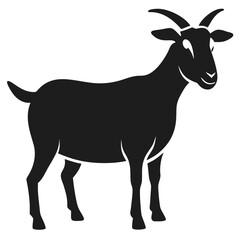 Silhouette of a standing goat portrait depicting a farm animal with detailed features