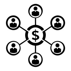 Black silhouette depicting digital payment between two parties seamlessly and efficiently